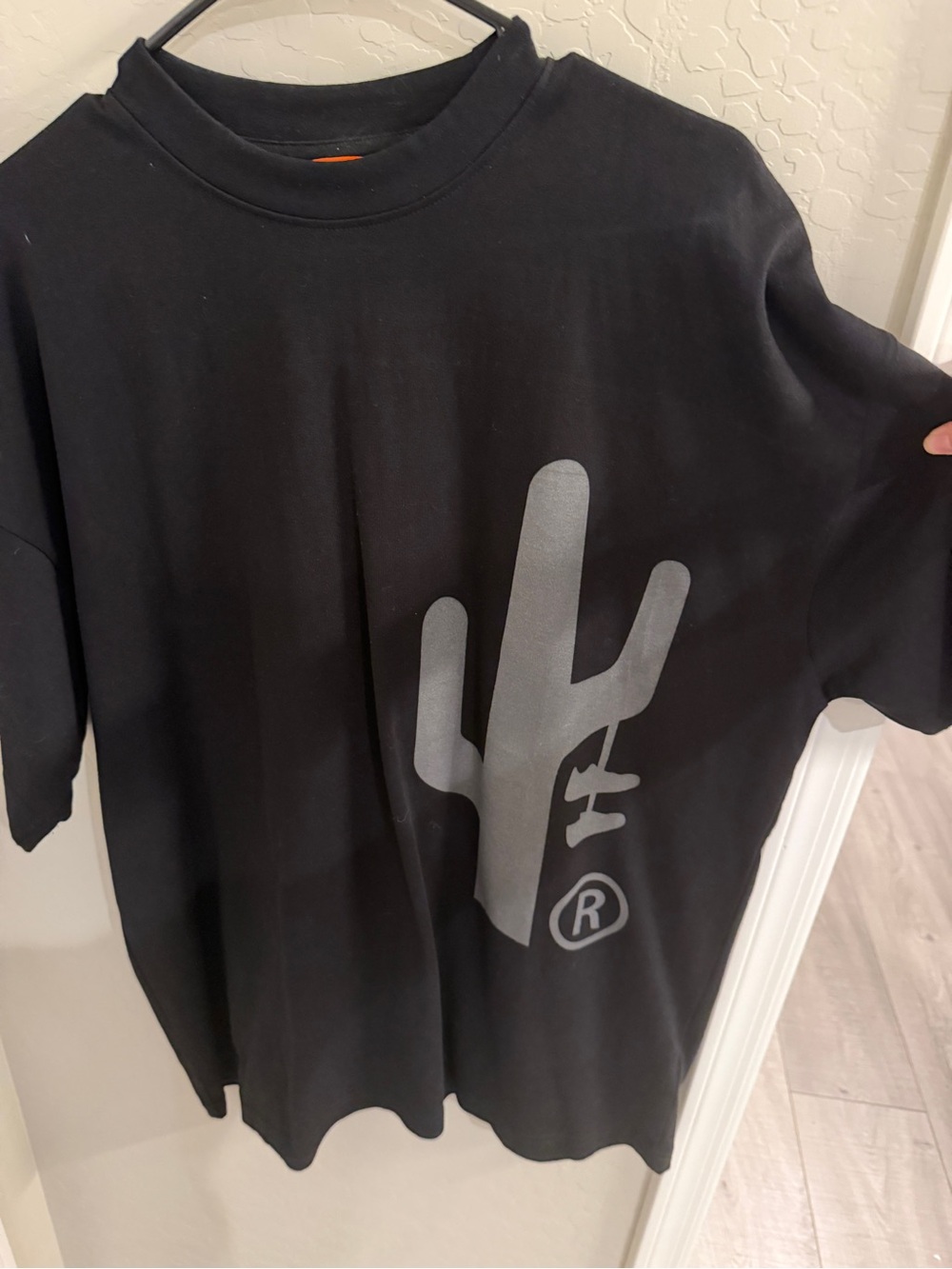MANOR Men’s Black Graphic Tee with Silver Cactus Print